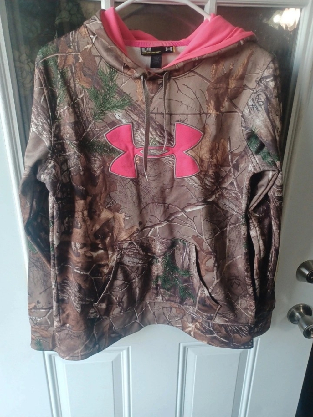 Under Armour Camo Hoodie with Pink Logo and Hood